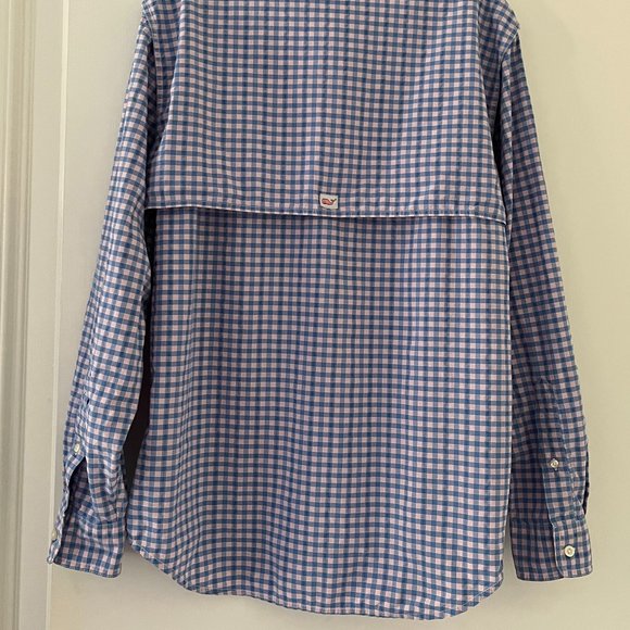 Vineyard Vines Harbor Shirt blue & pink check men’s small - Picture 10 of 10